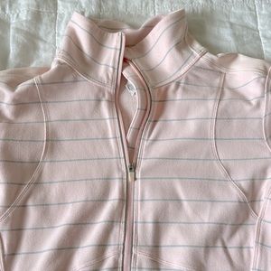 lululemon Pink Grey Stripe Half Zip Up Lace Pullover Track Top